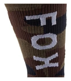 Fox Racing Fox Crew Socks -RevZilla Shop fox racing fox crew sock blk cam green camo 1